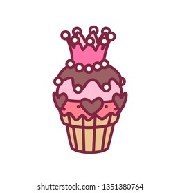 vector cute cupcake sweets, flat clip art