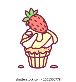 vector cute cupcake sweets, flat clip art