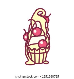 vector cute cupcake sweets, flat clip art
