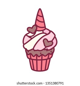 vector cute cupcake sweets, flat clip art