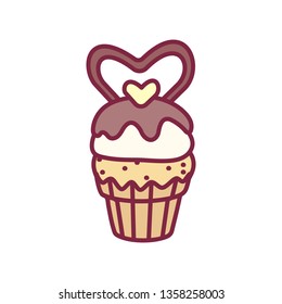 vector cute cupcake sweets, flat clip art