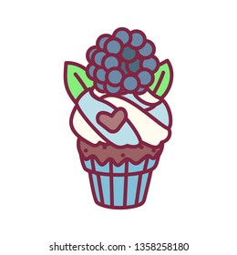 vector cute cupcake sweets, flat clip art