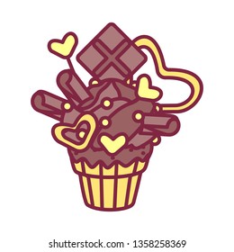 vector cute cupcake sweets, flat clip art