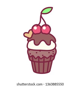 vector cute cupcake sweets, flat clip art