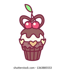 vector cute cupcake sweets, flat clip art