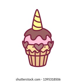 vector cute cupcake sweets, flat clip art