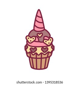 vector cute cupcake sweets, flat clip art