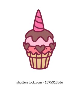 vector cute cupcake sweets, flat clip art