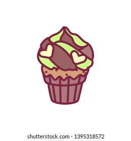 vector cute cupcake sweets, flat clip art
