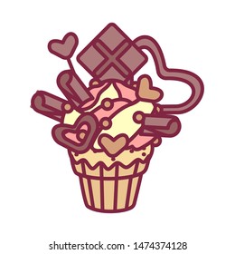 vector cute cupcake sweets, flat clip art