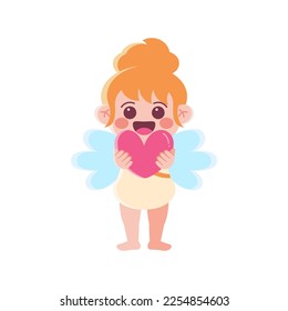 Vector Cute Cupid Saint Valentine Illustration Isolated