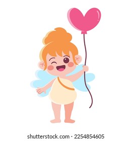 Vector Cute Cupid Saint Valentine Illustration Isolated