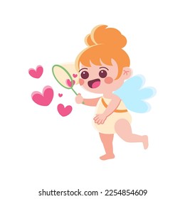 Vector Cute Cupid Saint Valentine Illustration Isolated