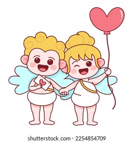 Vector Cute Cupid Saint Valentine Illustration Isolated