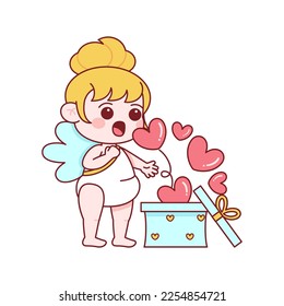 Vector Cute Cupido San Valentín Isolación Ilustración