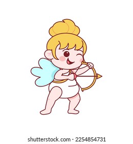 Vector Cute Cupid Saint Valentine Illustration Isolated