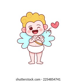 Vector Cute Cupido San Valentín Isolación Ilustración