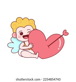 Vector Cute Cupid Saint Valentine Illustration Isolated