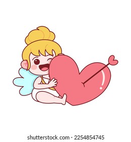 Vector Cute Cupid Saint Valentine Illustration Isolated