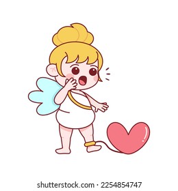 Vector Cute Cupido San Valentín Isolación Ilustración