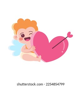 Vector Cute Cupid Saint Valentine Illustration Isolated