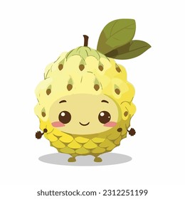 vector cute custard apple cartoon style