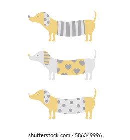 Vector cute dachshund dog clip art