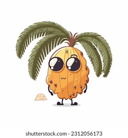 vector cute date palm cartoon style