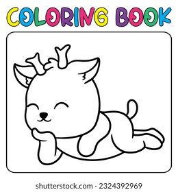 Vector cute deer for children's coloring page vector icon illustration