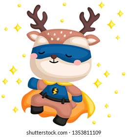 a vector of a cute deer in a superhero costume