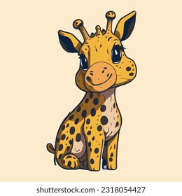 vector cute design illustration of giraffe mascot
