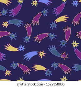 Vector cute design with space theme. The design is perfect for wallpapers, backgrounds, wrapping paper, sheets, clothes, stationery and decorations.