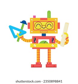 vector cute designer robot cartoon illustration isolated