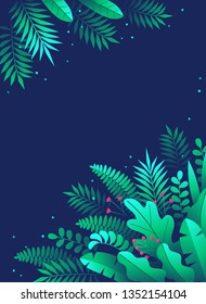 vector cute digital illustration of cute plants on dark background.