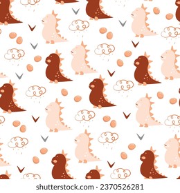 vector cute dino seamless pattern in pastel color for fabric and textile