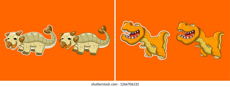 vector of cute dinosaur cartoons