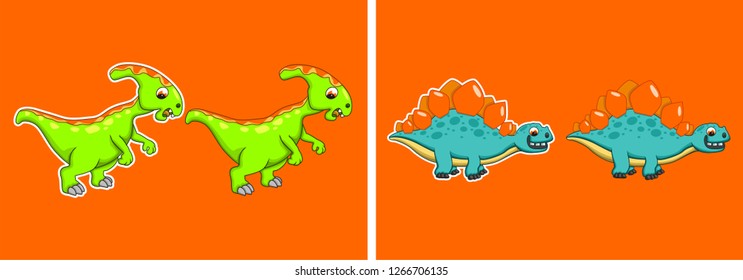 vector of cute dinosaur cartoons
