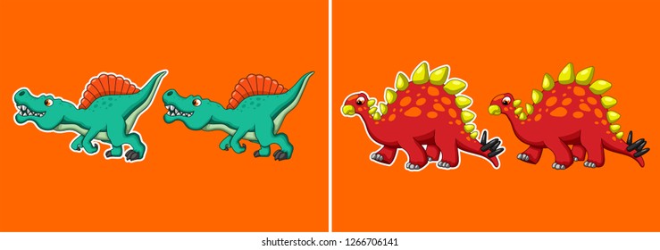 vector of cute dinosaur cartoons