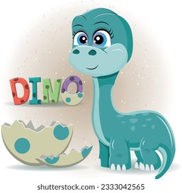 Vector A Cute Dinosaur. Dino Character set