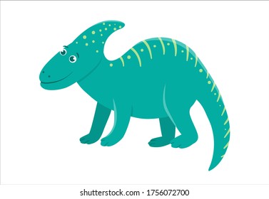 Icono vector lindo de dinosaurio aislado en fondo blanco. Gracioso carácter de dino plano. Ilustración de reptiles prehistóricos de corte