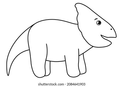 Vector cute dinosaur line icon isolated on white background. Funny black and white dino character. Cute prehistoric reptile outline illustration. Protoceratops coloring page
