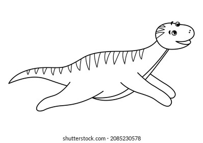 Vector cute dinosaur line icon isolated on white background. Funny outline dino character. Cute prehistoric reptile black and white illustration. Diplodocus coloring page
