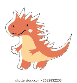 Vector cute Dinosaur on white background. Children's card with cute dinosaurs. Dino baby colorful illustration in naive style on white background