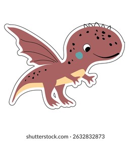 Vector cute Dinosaur on white background. Children's card with cute flying dinosaurs. Dino baby colorful illustration in naive style on white background