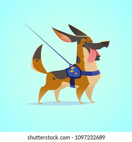 Vector cute dog character illustration. Cartoon style. Happy german shepherd puppy with tongue out. Pet.