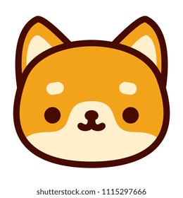 Vector Cute Dog Face Isolated On White Background