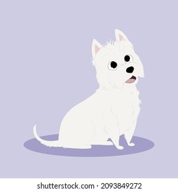 Vector cute dog illustration. Sticker background with beautiful dog