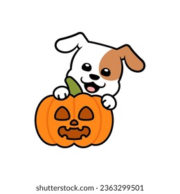 Vector Cute Dog With Jack o Lantern