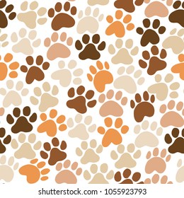 Vector cute dog paw print seamless pattern