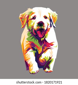 A vector of cute dog in pop art style